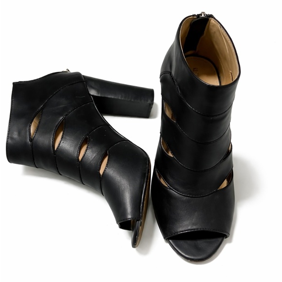 Adrienne Shoes - Adrienne Black Peep Toe Booties